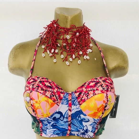 NWT 80s Inspired TROPICAL Status Print BIKINI L - Picture 14 of 16